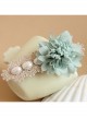 Elegant Golden Lace Blue Flowers White Pearl Fashion Beautiful Female Hairpin