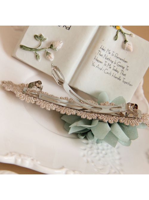 Elegant Golden Lace Blue Flowers White Pearl Fashion Beautiful Female Hairpin