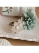Elegant Golden Lace Blue Flowers White Pearl Fashion Beautiful Female Hairpin