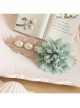 Elegant Golden Lace Blue Flowers White Pearl Fashion Beautiful Female Hairpin