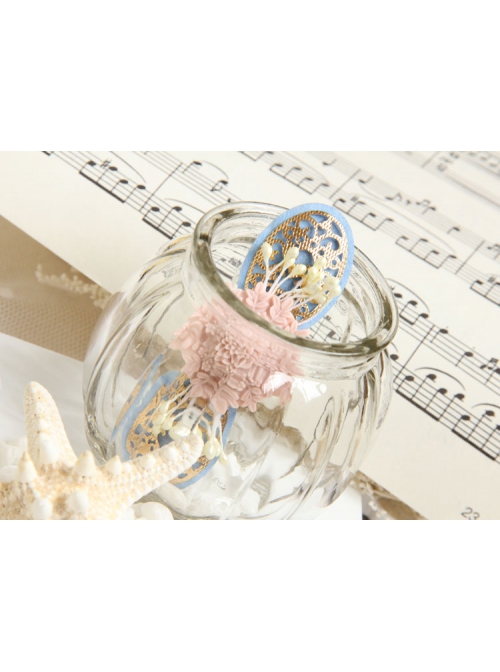 Fashion Elegant Pink Flowers Small Fresh Handmade Blue Cloth Female Hairpin