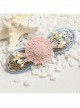 Fashion Elegant Pink Flowers Small Fresh Handmade Blue Cloth Female Hairpin