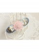 Fashion Elegant Pink Flowers Small Fresh Handmade Blue Cloth Female Hairpin