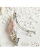 Fashion Elegant Pink Flowers Small Fresh Handmade Blue Cloth Female Hairpin