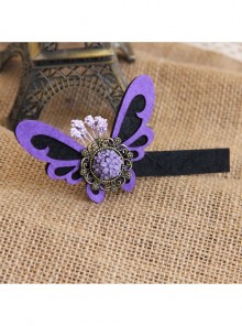 Handmade Retro Fashion Personality Purple Fabric Butterfly Flower Female Hairpin