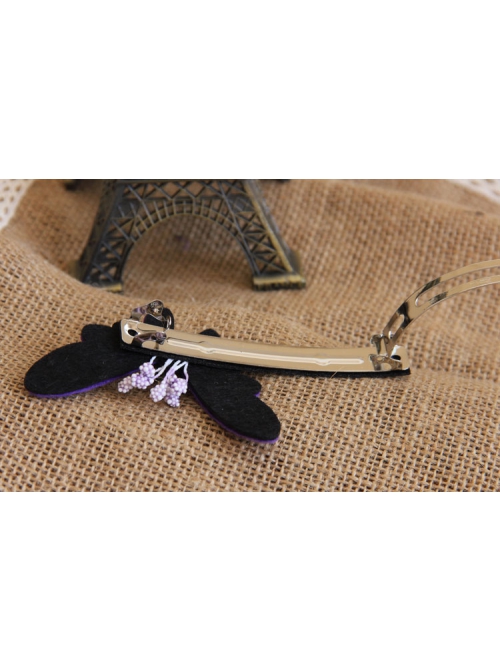 Handmade Retro Fashion Personality Purple Fabric Butterfly Flower Female Hairpin