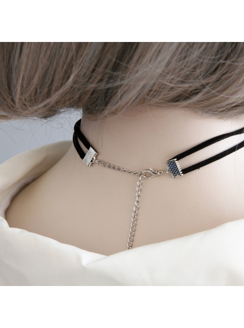 Sexy Fashion Retro Black Mummy Double Layer Female Thin Velvet Collar Collar