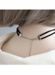 Sexy Fashion Retro Black Mummy Double Layer Female Thin Velvet Collar Collar
