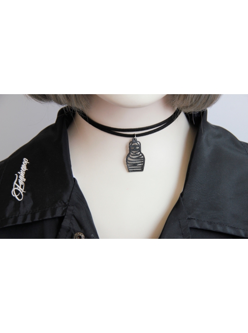 Sexy Fashion Retro Black Mummy Double Layer Female Thin Velvet Collar Collar