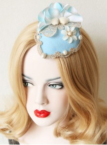 Beach Travel Fashion Shell Flower Pearl Golden Lace Female Small Blue Top Hat Hairpin
