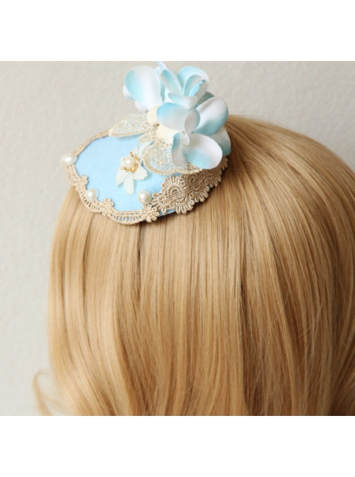 Beach Travel Fashion Shell Flower Pearl Golden Lace Female Small Blue Top Hat Hairpin