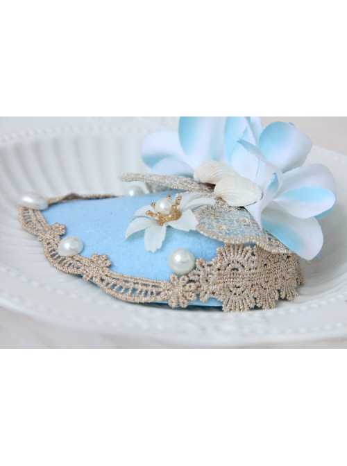 Beach Travel Fashion Shell Flower Pearl Golden Lace Female Small Blue Top Hat Hairpin