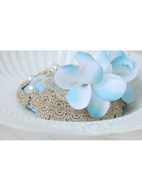 Beach Travel Fashion Shell Flower Pearl Golden Lace Female Small Blue Top Hat Hairpin