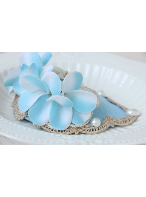 Beach Travel Fashion Shell Flower Pearl Golden Lace Female Small Blue Top Hat Hairpin