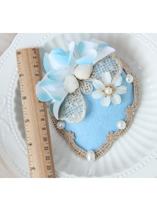 Beach Travel Fashion Shell Flower Pearl Golden Lace Female Small Blue Top Hat Hairpin