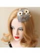 Individuality Bowknot White Flower Pearl Retro Fashion Female Gray Small Hat Hairpin