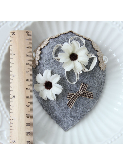Individuality Bowknot White Flower Pearl Retro Fashion Female Gray Small Hat Hairpin