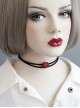Simple Retro Fashion Red Rose Flower Female Black Double Layer Short Necklace