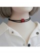 Simple Retro Fashion Red Rose Flower Female Black Double Layer Short Necklace