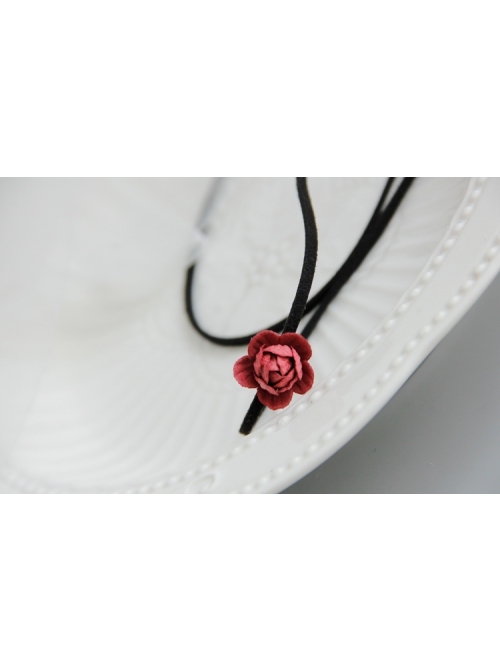 Simple Retro Fashion Red Rose Flower Female Black Double Layer Short Necklace