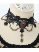 Fashion Retro Gothic Love Ruby Black Lace Flower Love Queen Holiday Female Choker