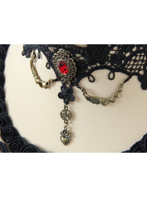 Fashion Retro Gothic Love Ruby Black Lace Flower Love Queen Holiday Female Choker