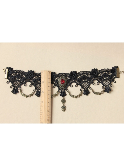 Fashion Retro Gothic Love Ruby Black Lace Flower Love Queen Holiday Female Choker