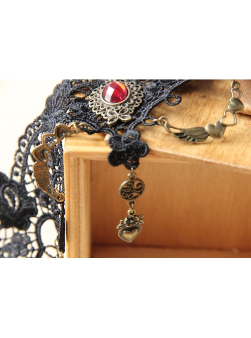 Fashion Retro Gothic Love Ruby Black Lace Flower Love Queen Holiday Female Choker