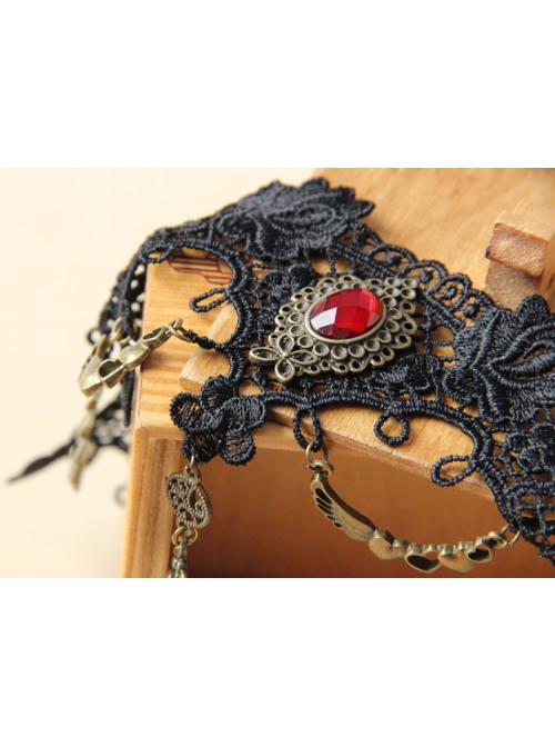 Fashion Retro Gothic Love Ruby Black Lace Flower Love Queen Holiday Female Choker