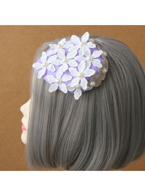 Fashion Casual Sweet Elegant Performance White Flower Pearl Female Purple Top Hat Hairpin