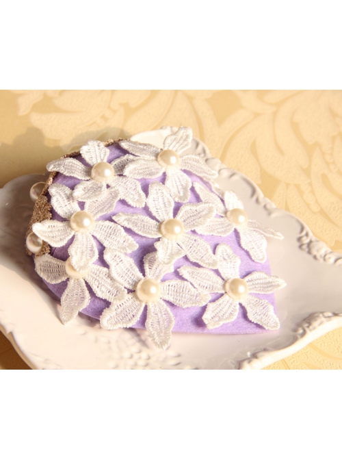 Fashion Casual Sweet Elegant Performance White Flower Pearl Female Purple Top Hat Hairpin