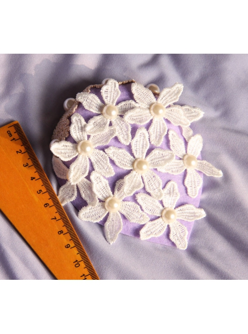 Fashion Casual Sweet Elegant Performance White Flower Pearl Female Purple Top Hat Hairpin