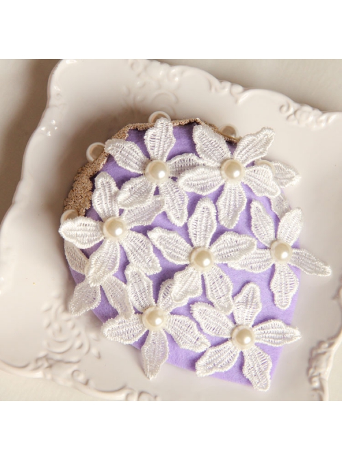 Fashion Casual Sweet Elegant Performance White Flower Pearl Female Purple Top Hat Hairpin