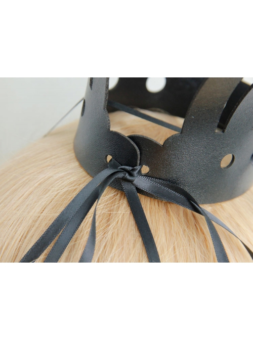 Artificial Leather Retro Fashion Big Crown Queen Fan Personality Exaggerated Black Hairband