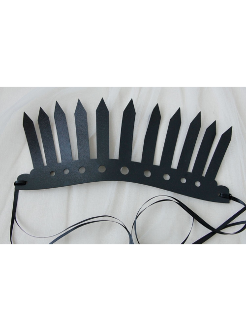 Artificial Leather Retro Fashion Big Crown Queen Fan Personality Exaggerated Black Hairband