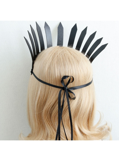 Artificial Leather Retro Fashion Big Crown Queen Fan Personality Exaggerated Black Hairband