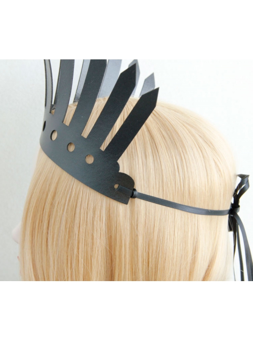 Artificial Leather Retro Fashion Big Crown Queen Fan Personality Exaggerated Black Hairband