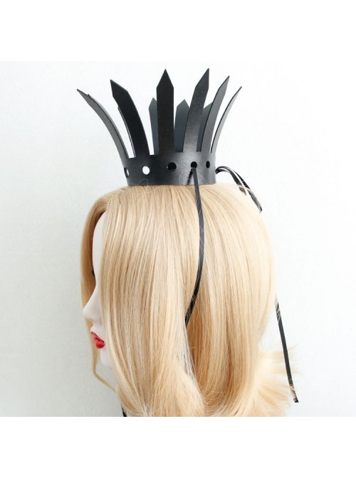 Artificial Leather Retro Fashion Big Crown Queen Fan Personality Exaggerated Black Hairband