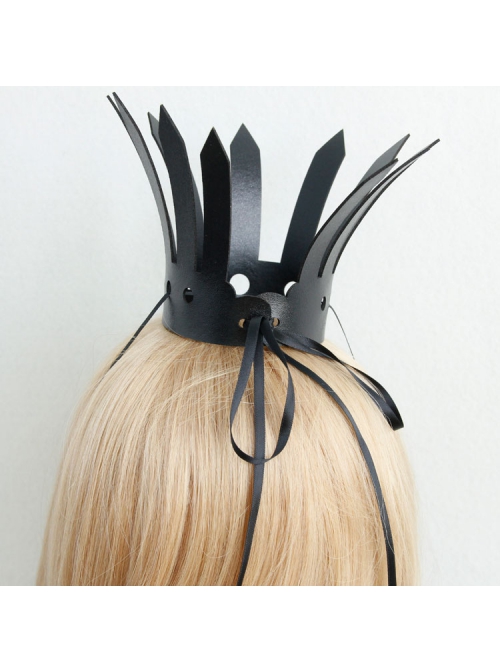 Artificial Leather Retro Fashion Big Crown Queen Fan Personality Exaggerated Black Hairband
