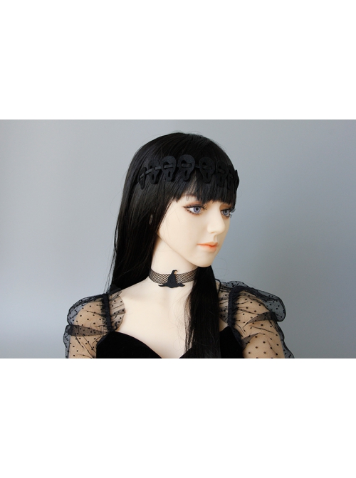 Fashion Halloween Masquerade Retro Black Witch Hat Mesh Female Choker