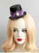Purple Crown Flower Metal Tassel Show Halloween Party Retro Fashion Female Black Top Hat Hairpin