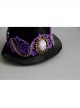 Purple Crown Flower Metal Tassel Show Halloween Party Retro Fashion Female Black Top Hat Hairpin