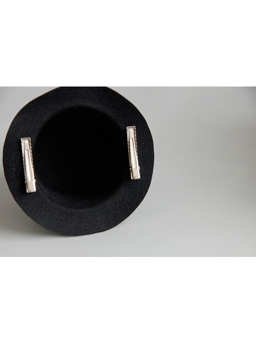 Purple Crown Flower Metal Tassel Show Halloween Party Retro Fashion Female Black Top Hat Hairpin