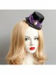 Purple Crown Flower Metal Tassel Show Halloween Party Retro Fashion Female Black Top Hat Hairpin
