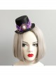 Purple Crown Flower Metal Tassel Show Halloween Party Retro Fashion Female Black Top Hat Hairpin