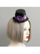 Purple Crown Flower Metal Tassel Show Halloween Party Retro Fashion Female Black Top Hat Hairpin