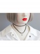 Personality Fashion Love Rhinestone Simple Female Long and Short Black Double Layer Short Necklace