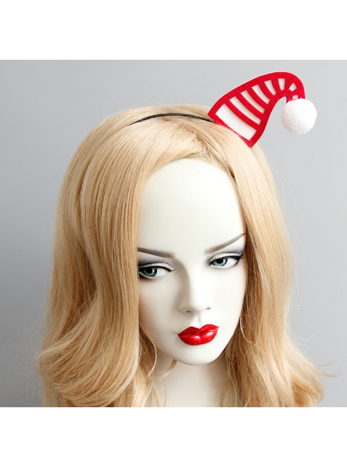 Christmas Creative Fashion Retro Red Christmas Hat White Fur Ball Party Prom Headband