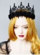 Retro Gothic Halloween Black Rose Flower Grim Reaper Demon Party King Crown Hairband