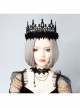 Retro Gothic Halloween Black Rose Flower Grim Reaper Demon Party King Crown Hairband